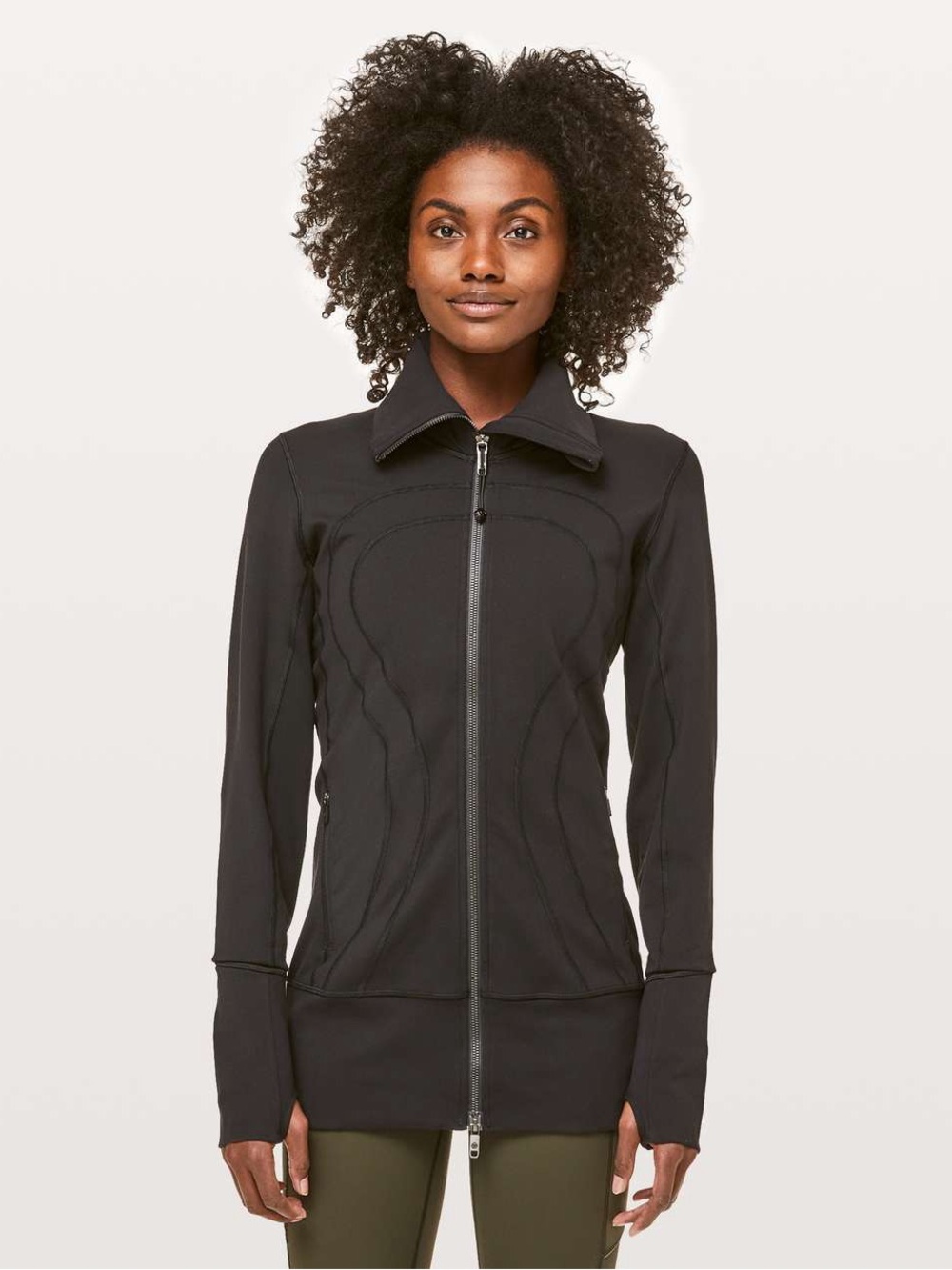 Lululemon Athletica Black In Stride Full Zip Jacket Cotton Luon Size 4